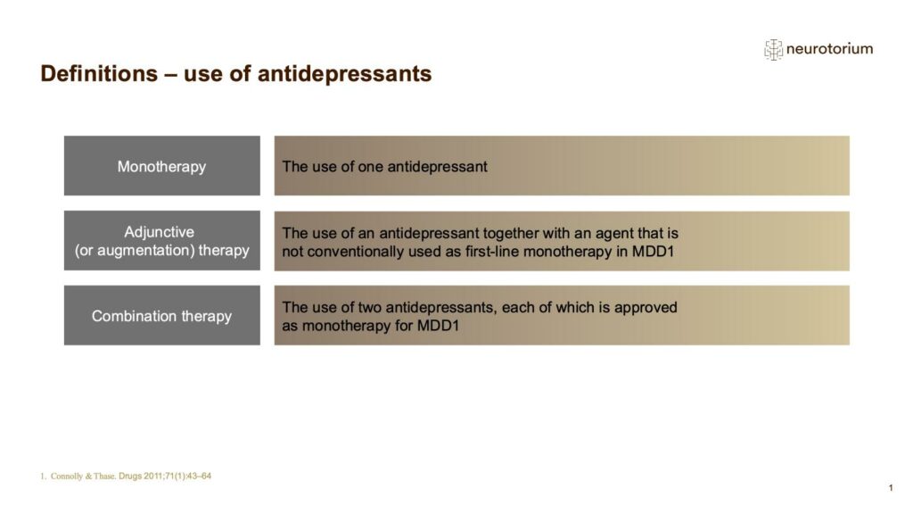 Definitions – use of antidepressants